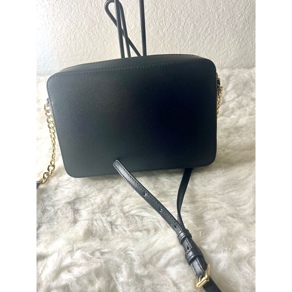 Michael Kors Ginny Leather Crossbody Bag Purse Black - Picture 3 of 9
